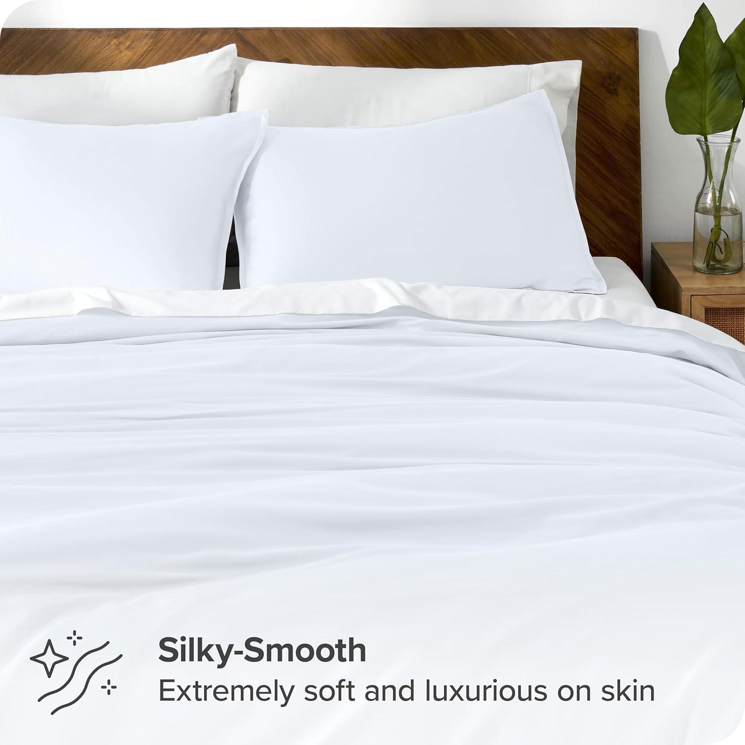 Twin/Twin XL White TENCEL™ Lyocell Duvet Cover Set by Bare Home
