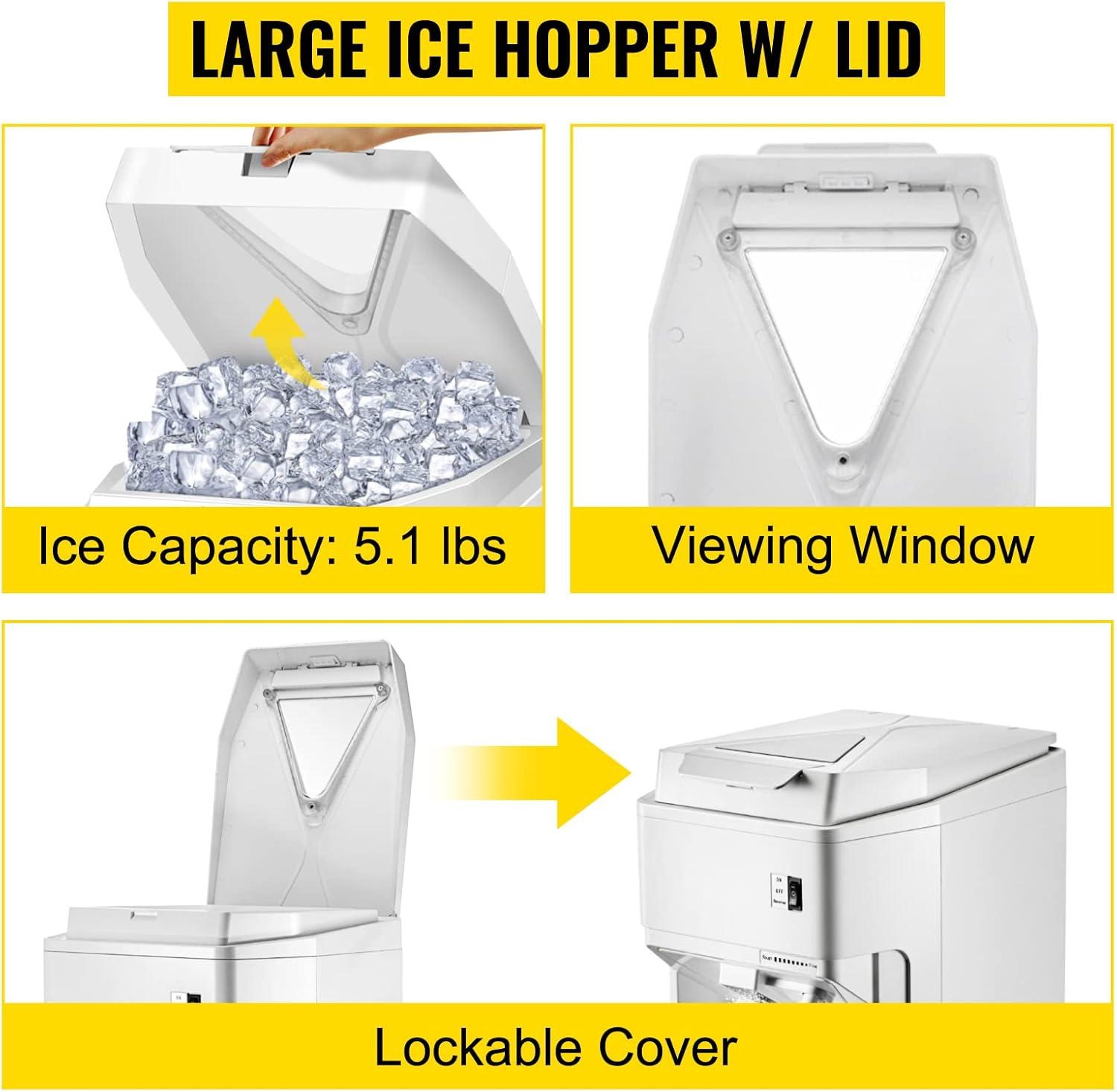 VEVOR Nugget Ice Maker, 37Lbs In 24 Hrs, Manual Auto Refill Self Cleaning Countertop Ice Maker Portable Nugget Ice Maker With Scoop And Basket