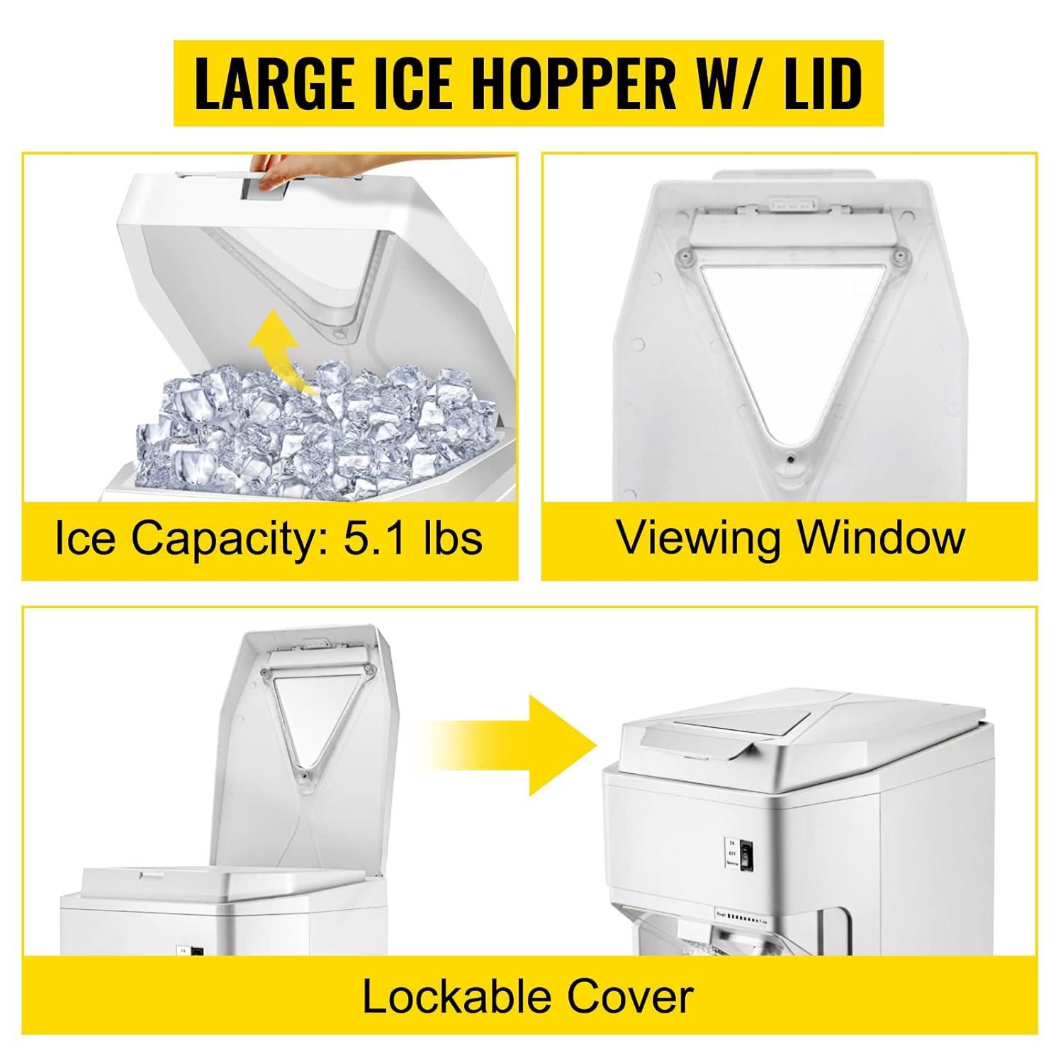 VEVOR Nugget Ice Maker, 37Lbs In 24 Hrs, Manual Auto Refill Self Cleaning Countertop Ice Maker Portable Nugget Ice Maker With Scoop And Basket