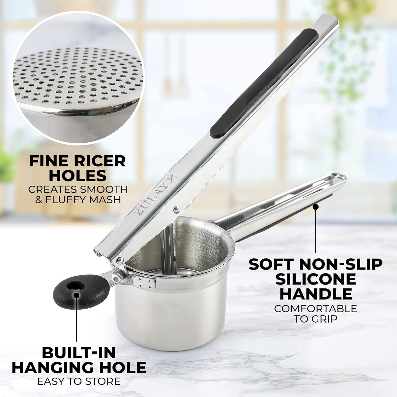 Zulay Kitchen Zulay Kitchen Large 13.5oz Potato Ricer Stainless Steel Heavy Duty Masher with Non-Slip Handle