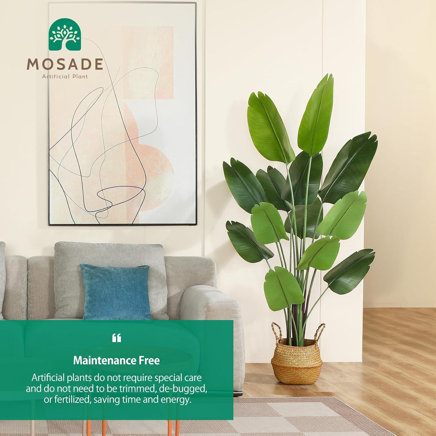 5ft Tall Silk Tropical Palm Tree with Woven Seagrass Basket