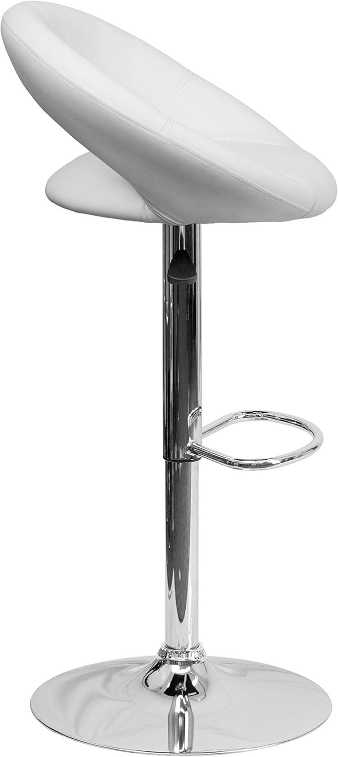 Flash Furniture Contemporary Vinyl Rounded Orbit-Style Back Adjustable Height Barstool with Chrome Base