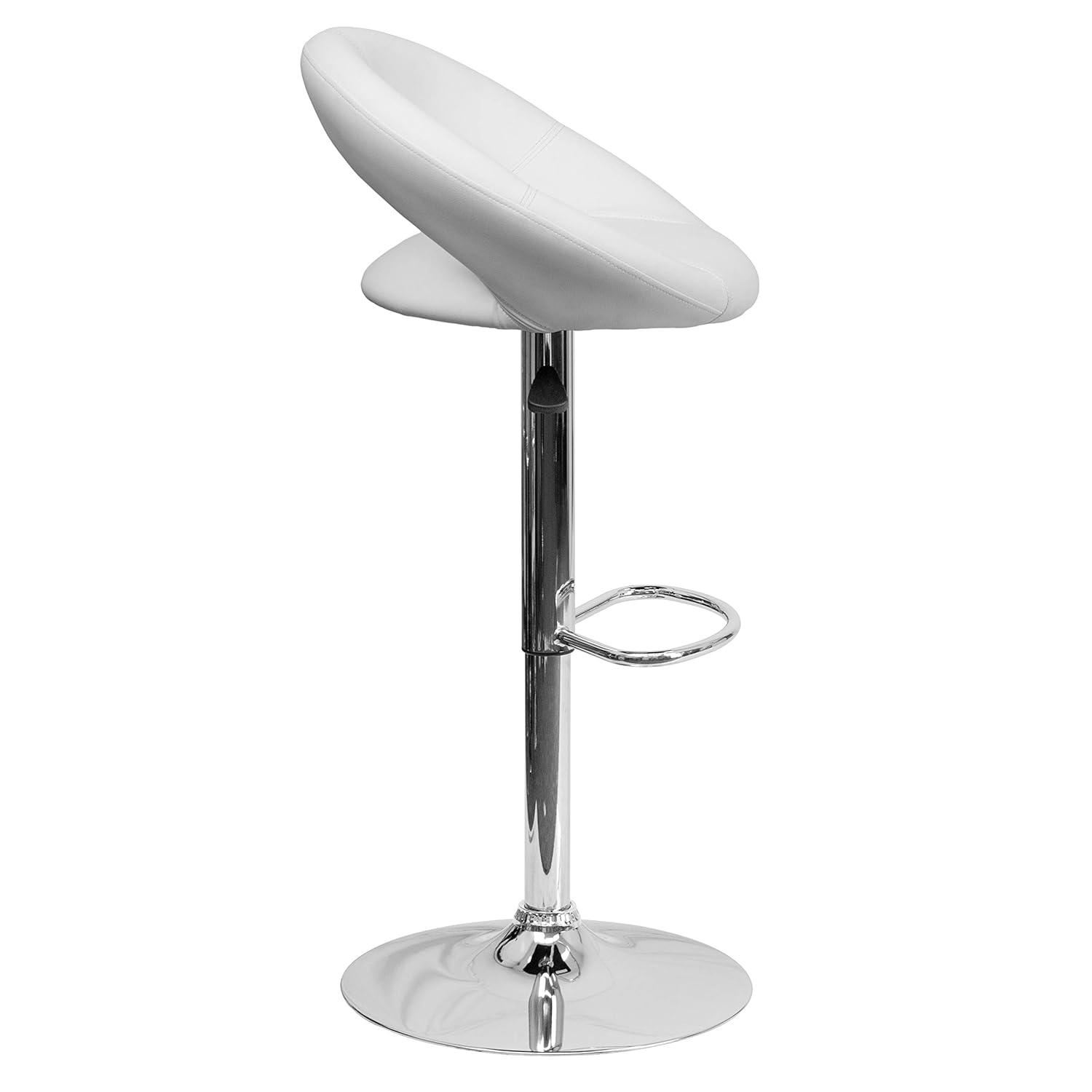 Flash Furniture Contemporary Vinyl Rounded Orbit-Style Back Adjustable Height Barstool with Chrome Base