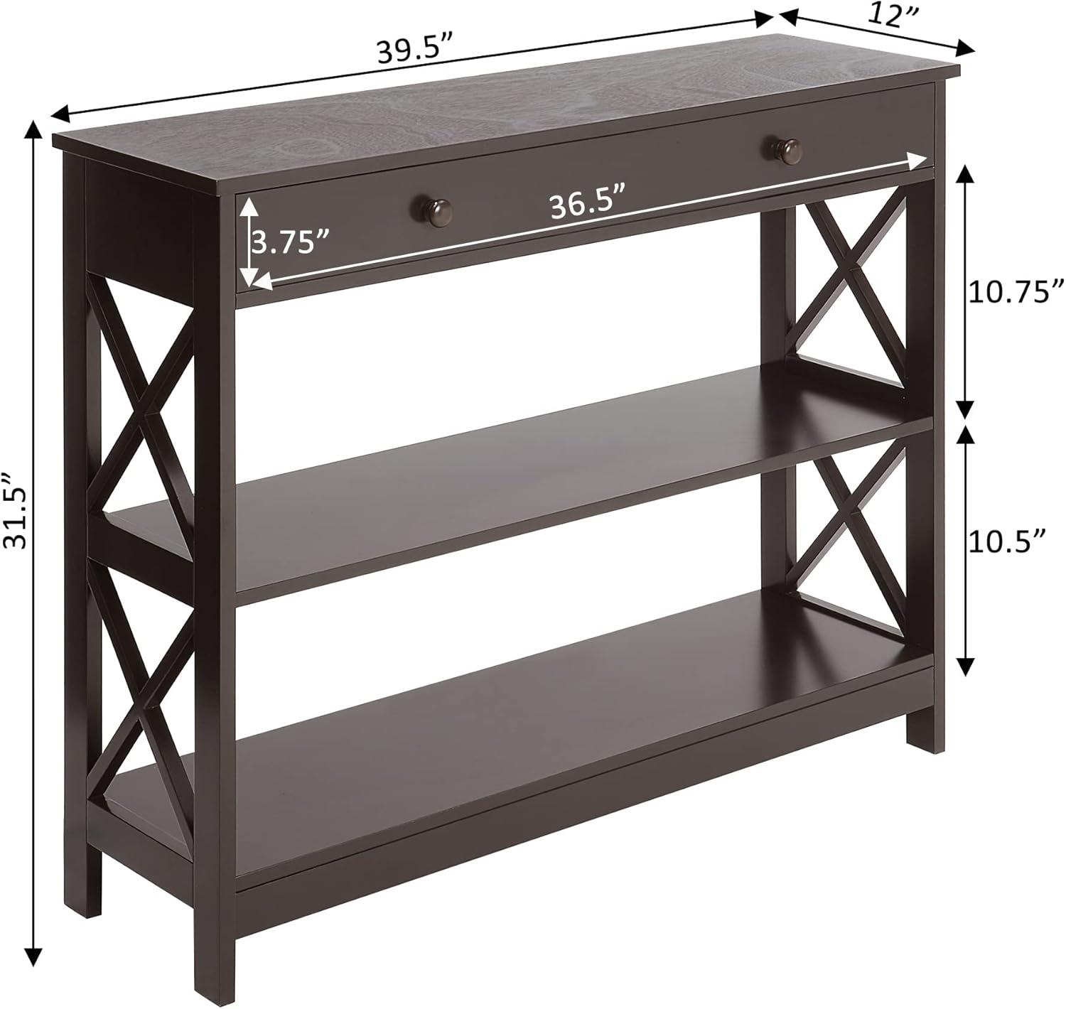 Convenience Concepts Oxford  Console Table with Drawer in Espresso Wood Finish