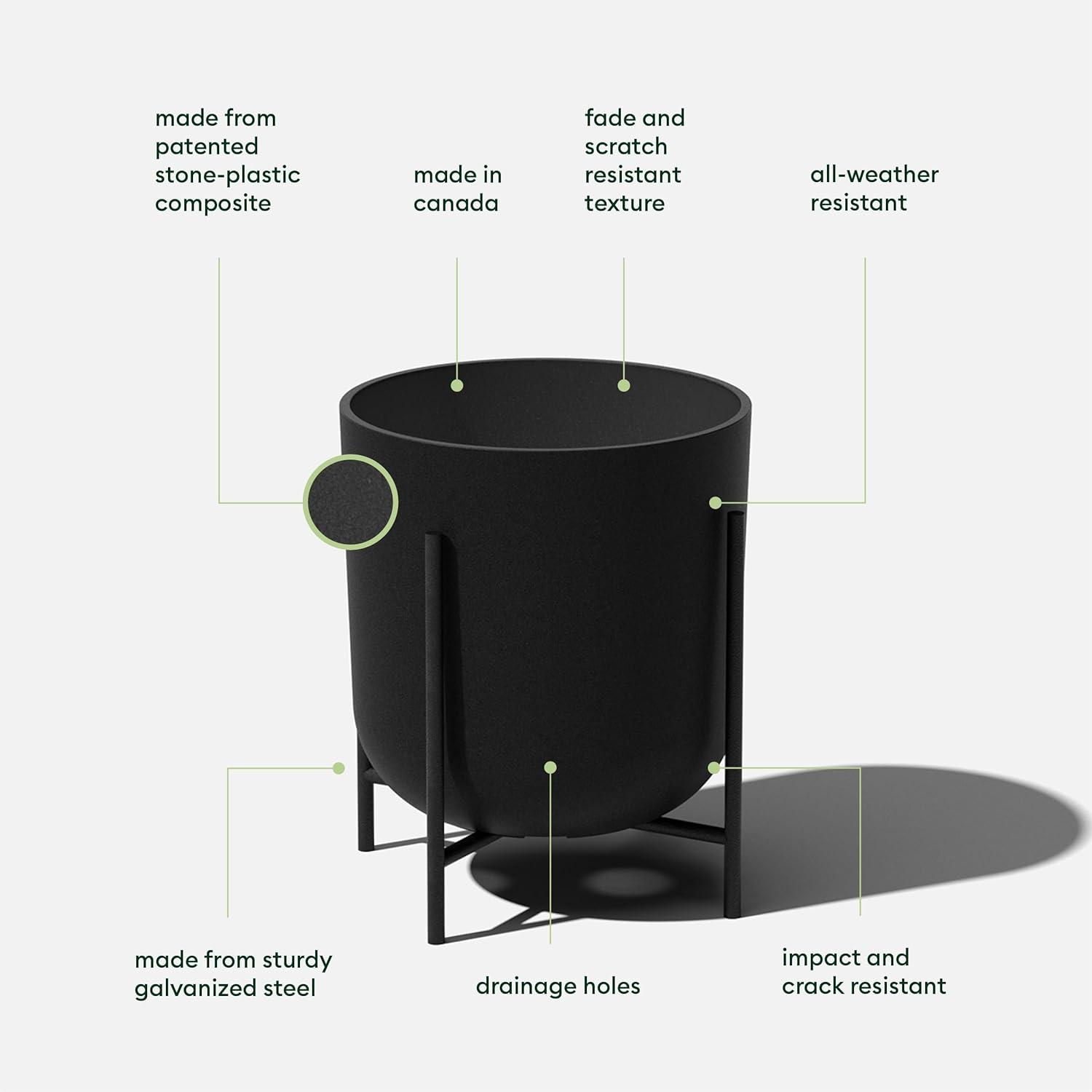 Veradek Mason Series Raised Kona 15" Plastic-Stone Planter with Stand - (Black/1 Pack)