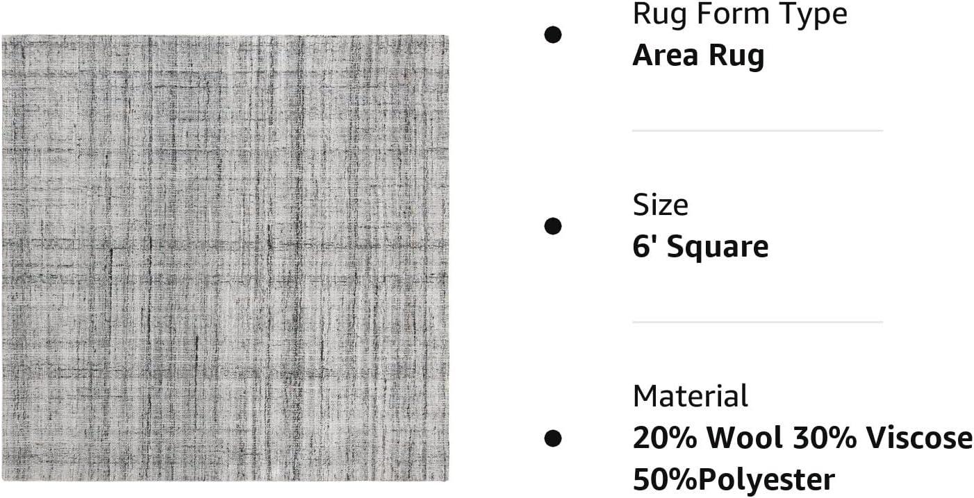 Abstract ABT150 Handmade Tufted Area Rug - Grey/Ivory - 6'-0" x 6'-0" Square - Safavieh
