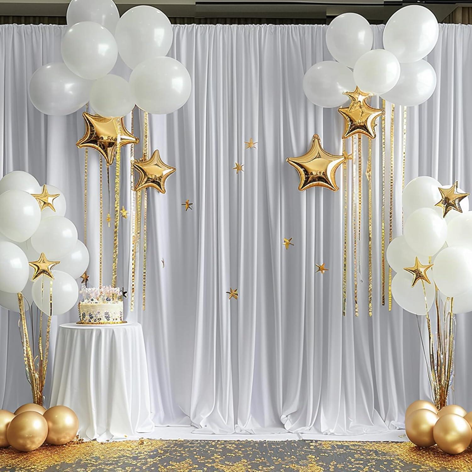 10x10ft White Backdrop Curtain for Parties Wrinkle Free Wedding Baby Curtain Backdrops for Birthday Party