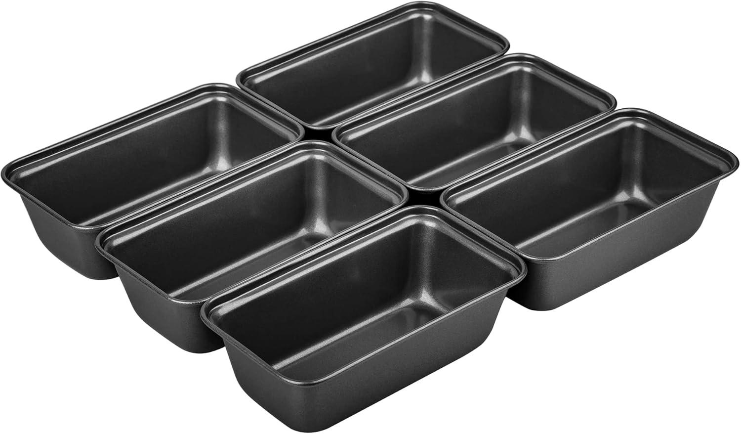 Set of 6 Mini Silver Carbon Steel Non-stick Loaf Pans