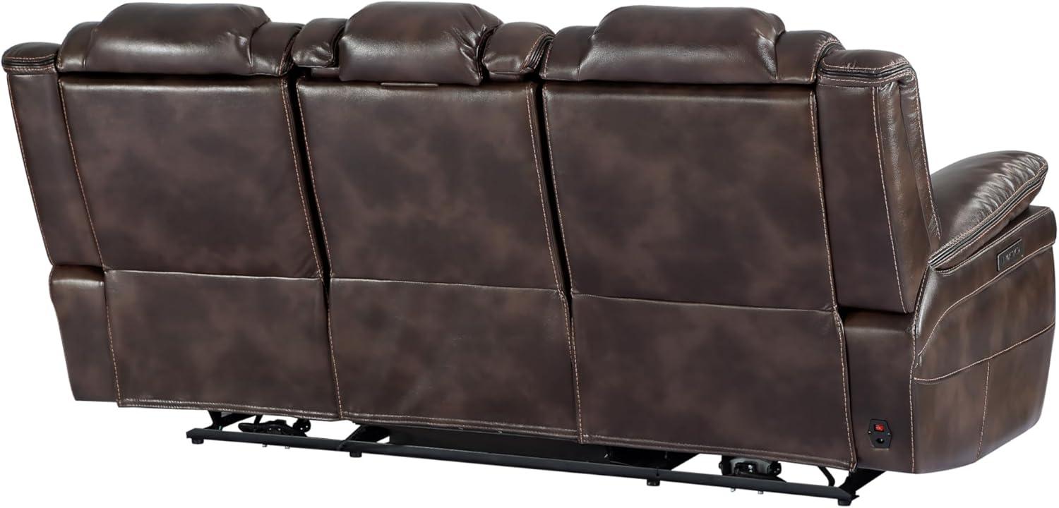 Oportuna Dual Power Sofa with Drop Down Table Brown - Steve Silver Co.