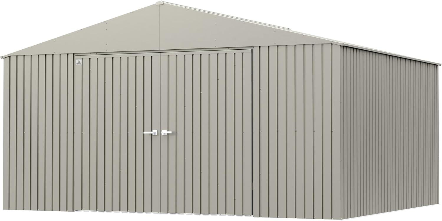 Elite Cool Grey 14' x 12' Steel Storage Shed with Swing Doors