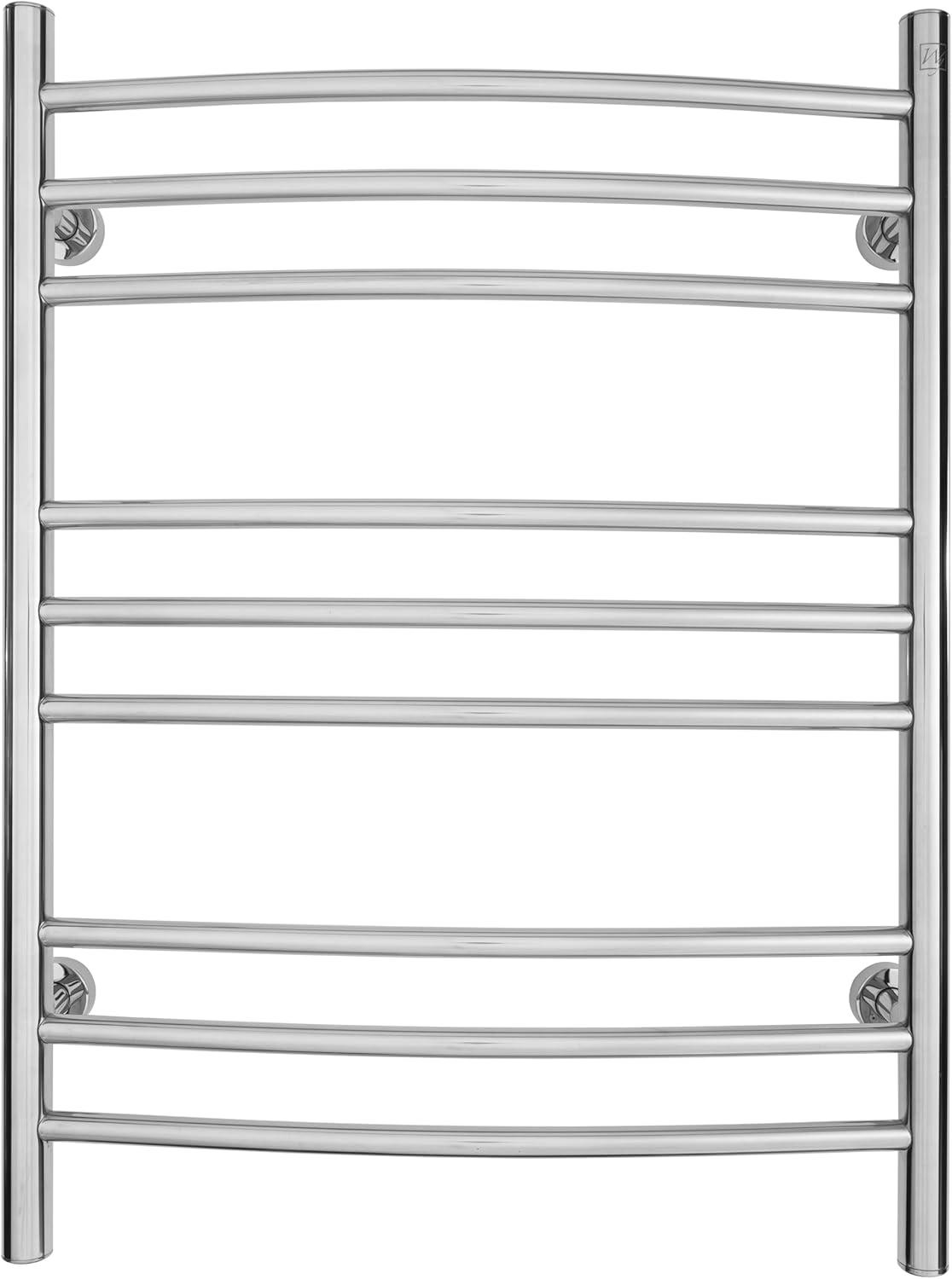 Polished Stainless Steel Wall-Mounted Curved Towel Warmer with 9 Bars