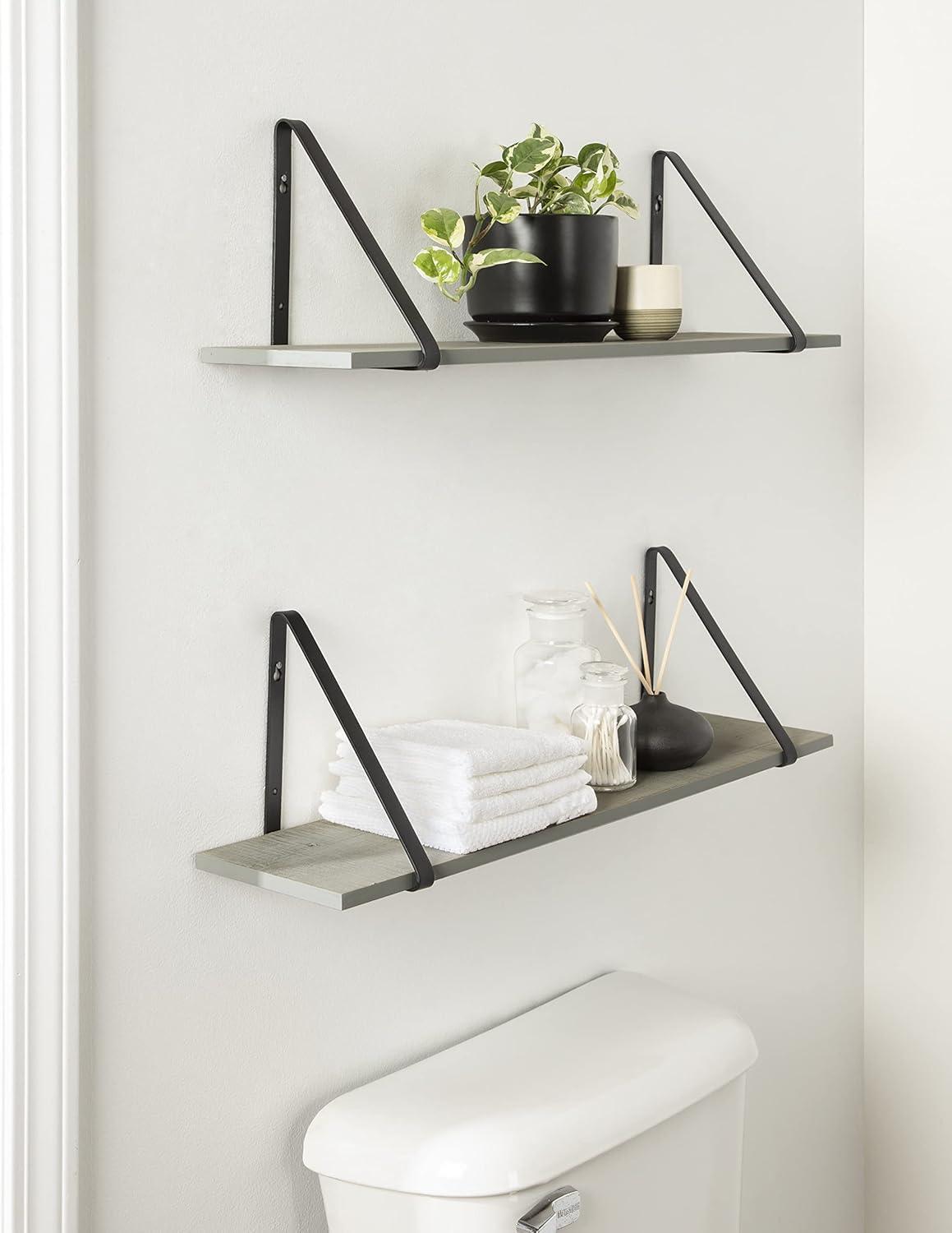 27.5" x 8.2" 2pk Soloman Wooden Shelf Set with Brackets - Kate & Laurel All Things Decor