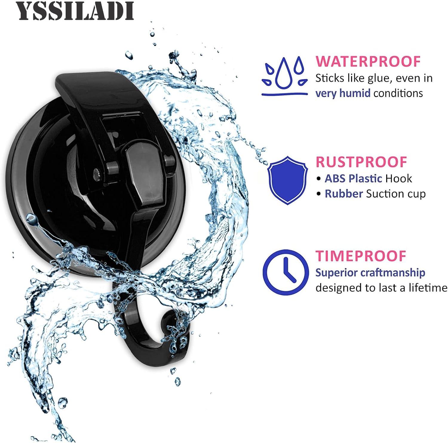 Yapicoco Shower hooks for inside shower loofah, 2 Pack Bathroom Vacuum Suction cup hooks for shower wall, heavy duty Hooks for hanging, Reusable wall hooks for Kitchen Restroom Towel Robe Coat Wreath