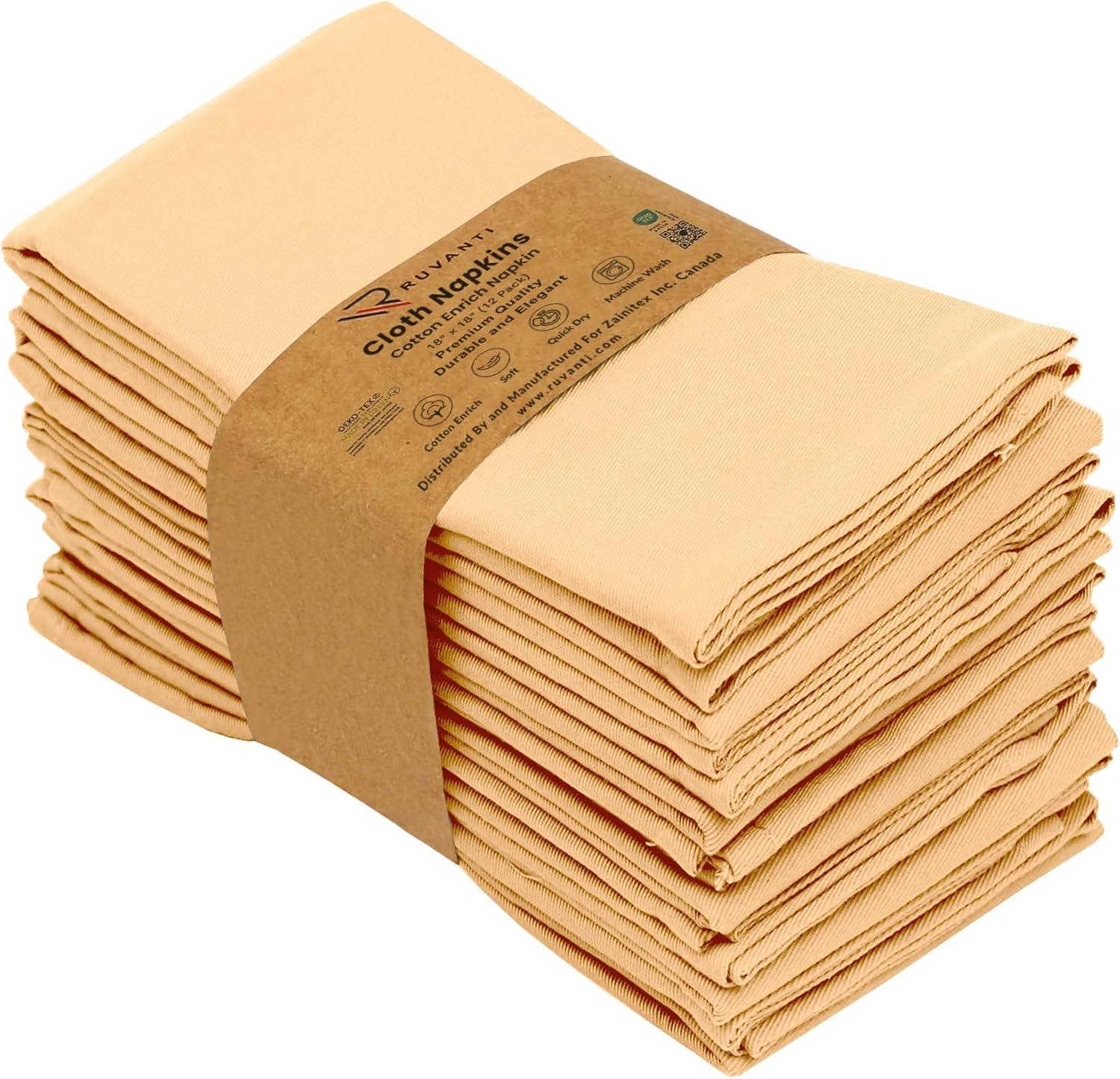 Ruvanti Poly Cotton Enrich Twill Cloth Napkins (Set of 12)