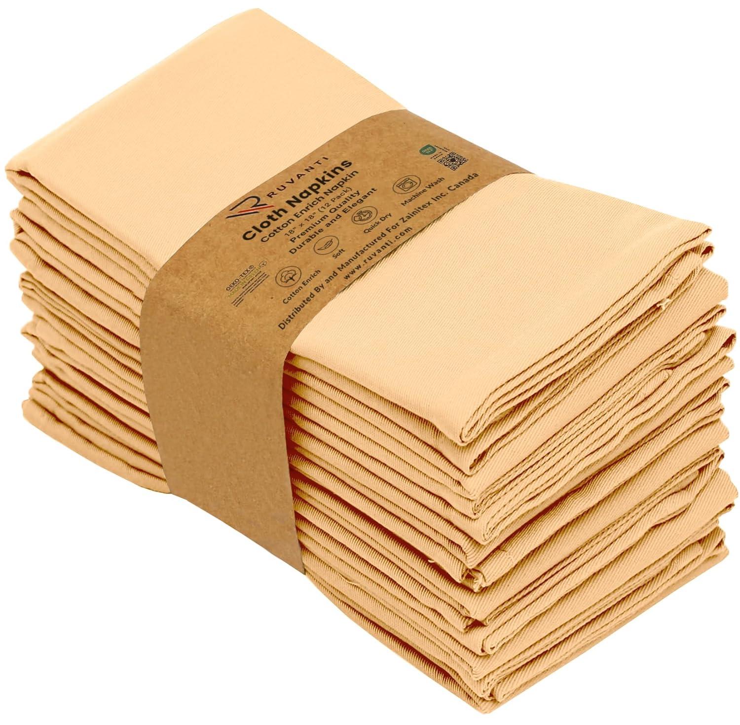 Ruvanti Poly Cotton Enrich Twill Cloth Napkins (Set of 12)