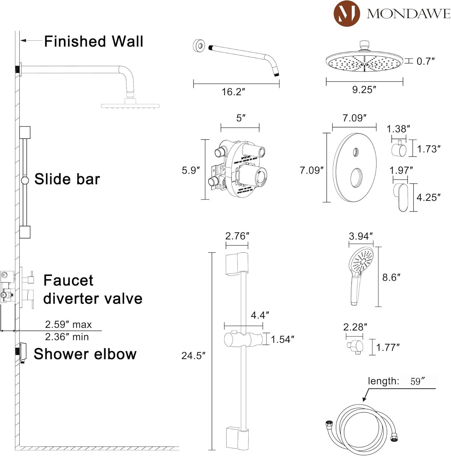 Calliope Wall Mounted 2-Function Retro Pressure-Balanced Shower System with 3 Setting Handheld