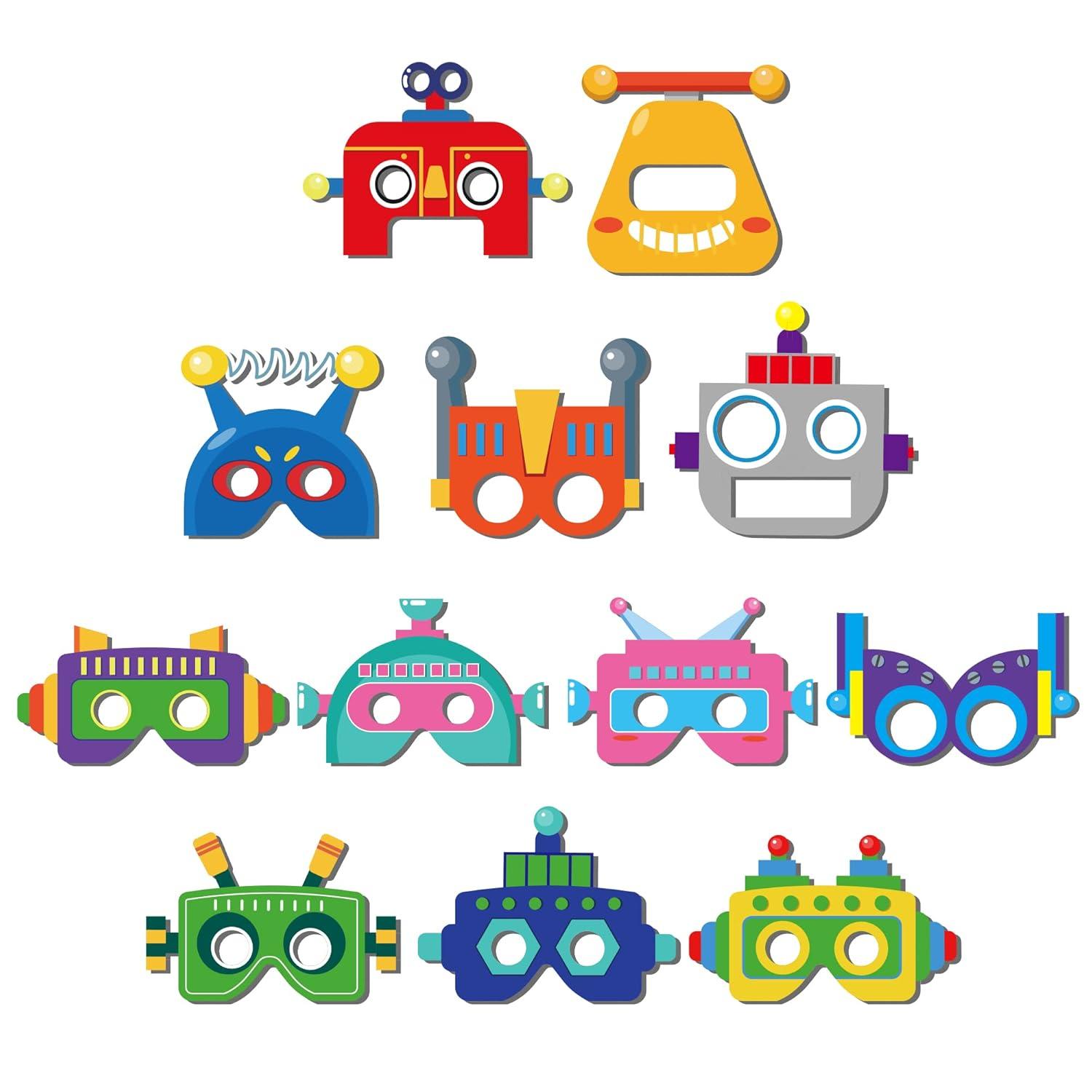12 PCS Robot Paper Masks Birthday Party Cosplay Masks for Birthday Partys Bots Party Supplies Gift Robots Favor Cosplay Dress up Costumes for Kids Boy Girl Favors
