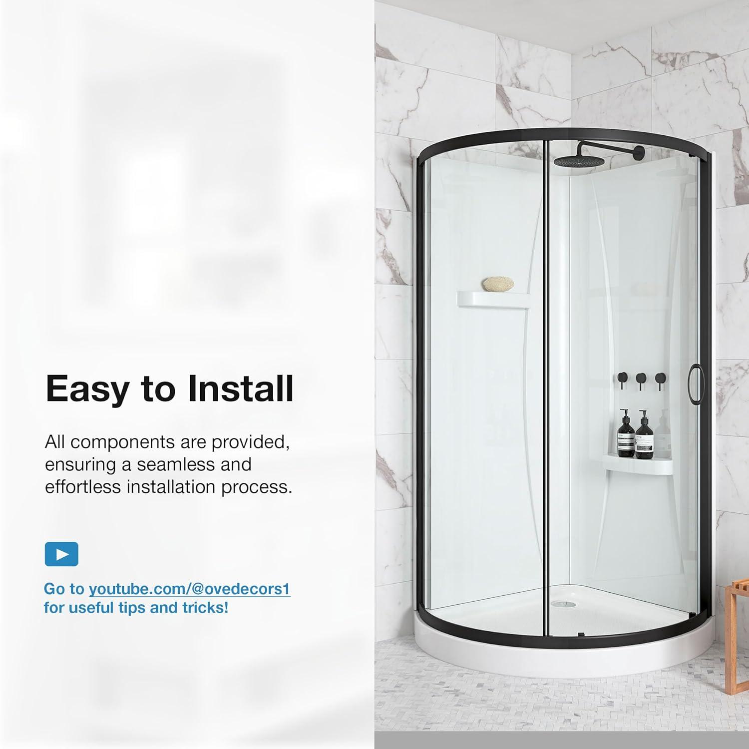 Breeze 34 in. Shower Kit with Clear Glass Panels, Walls and Base included