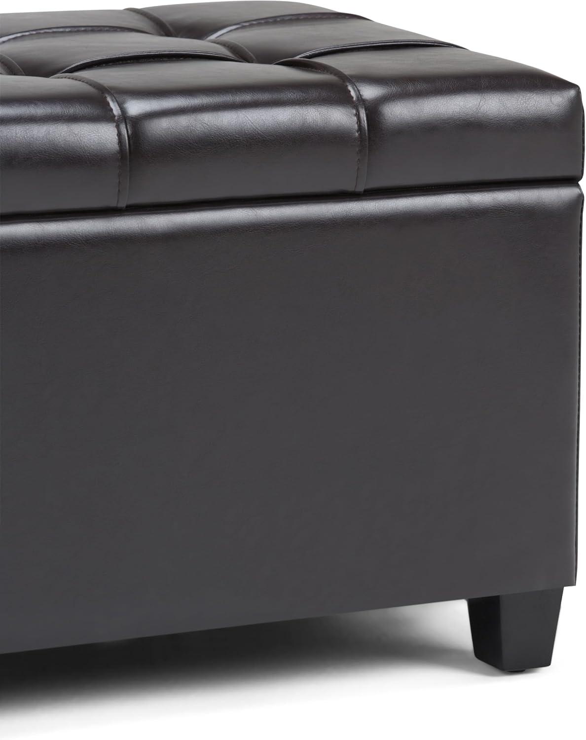 Simpli Home Sienna 33"W Upholstered Storage Ottoman Bench with Lift-Up Tufted Top