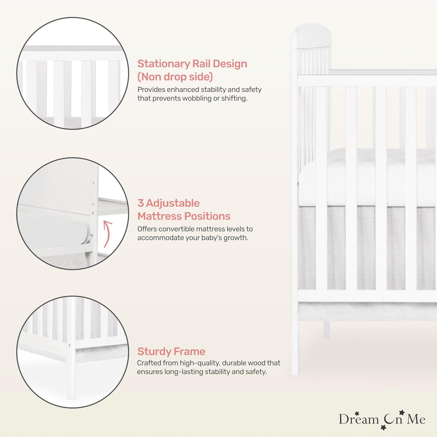 Dream On Me Anna 4 in 1 Full-Size Crib and Changing Table Combo in White