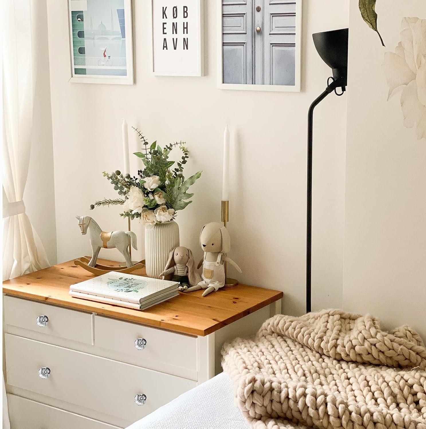 8 Pcs Crystal Cabinet Knobs, Glass Cabinet Knobs for Dresser Drawers, Kitchen Drawer Pulls Black Matte, Octagon