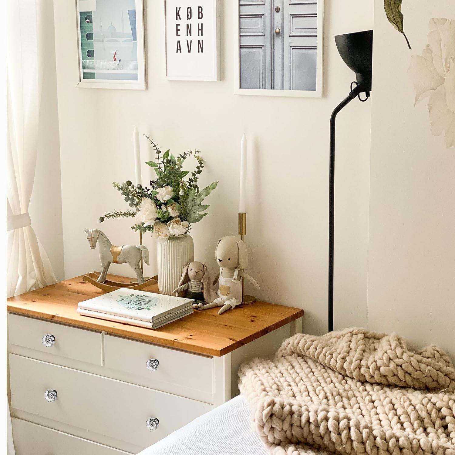 8 Pcs Crystal Cabinet Knobs, Glass Cabinet Knobs for Dresser Drawers, Kitchen Drawer Pulls Black Matte, Octagon