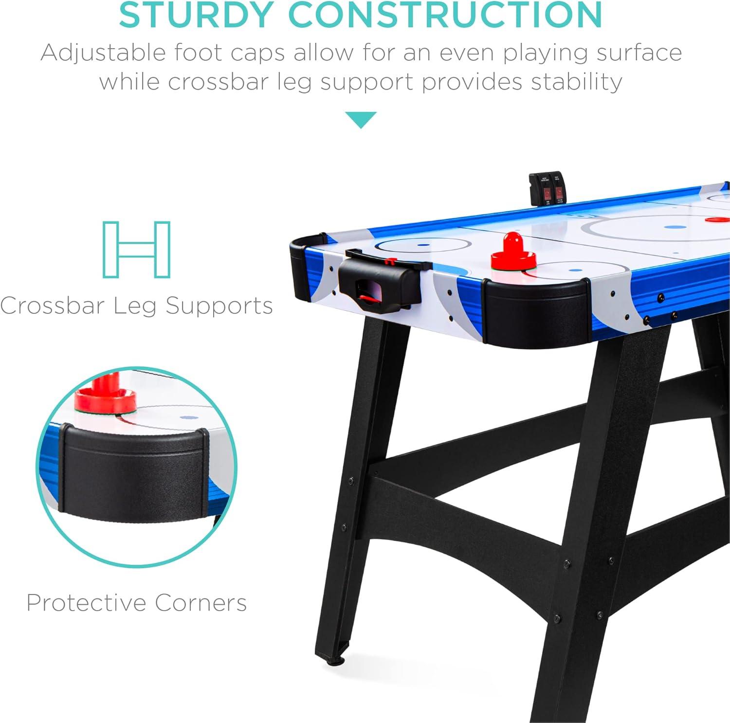 58-Inch Blue and White Air Hockey Table with LED Scoreboard