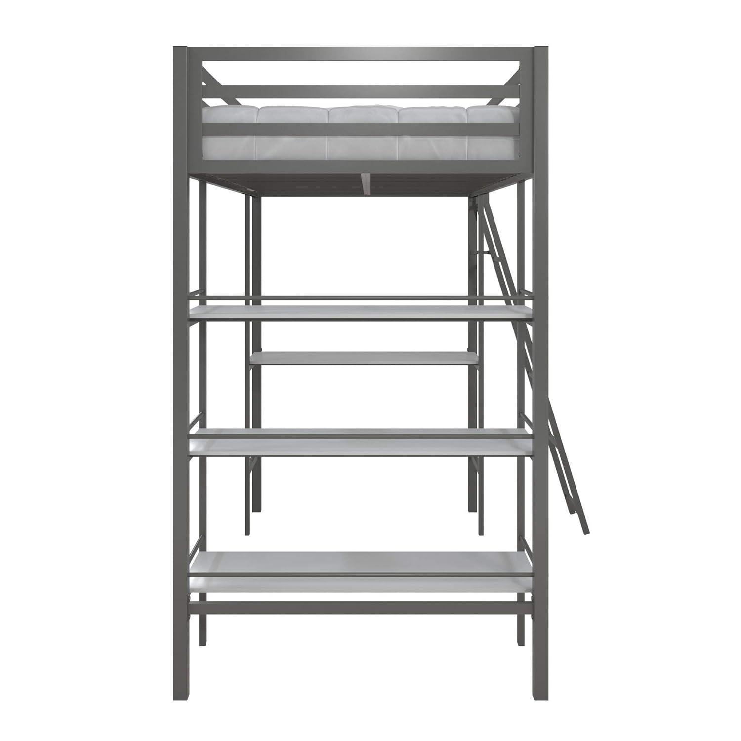 Max & Finn Nova Twin Metal Platform Loft Bed with Built-in-Desk