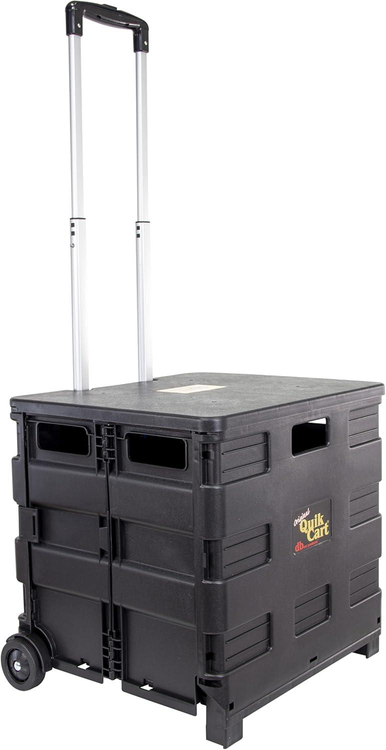 Black Collapsible Rolling Crate with Aluminum Handle