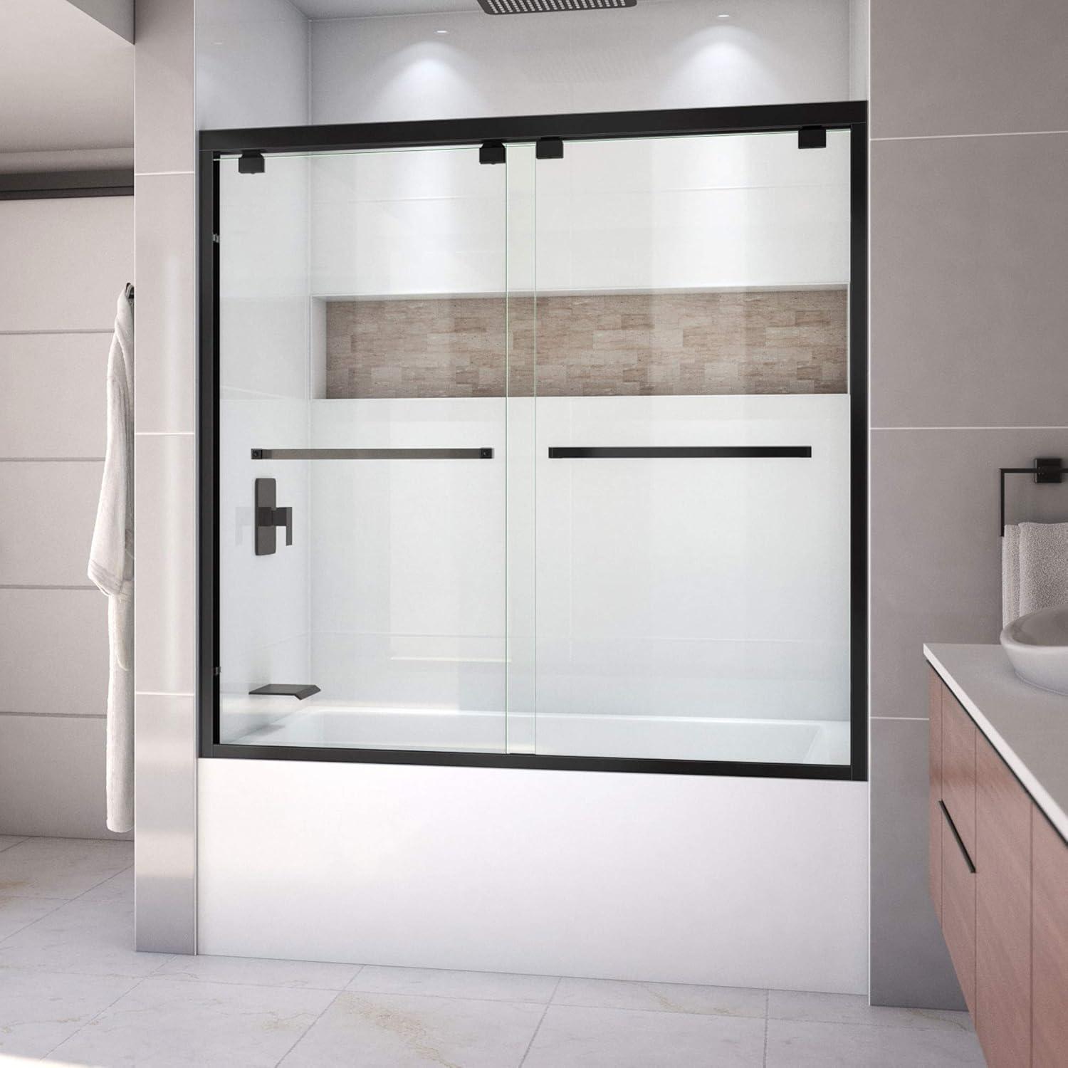 Encore 56-60" Satin Black Frameless Sliding Tub Door