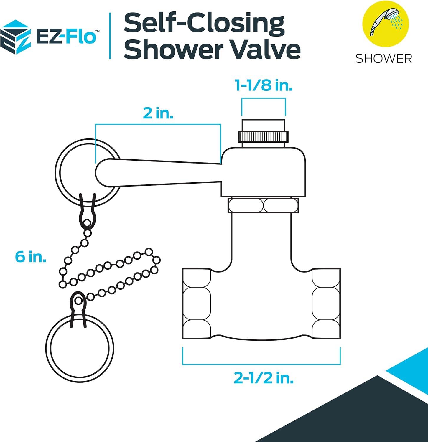 EZ-FLO 10789 Self-Closing Pull Chain Shower Valve, 1/2 inch FIP, Chrome