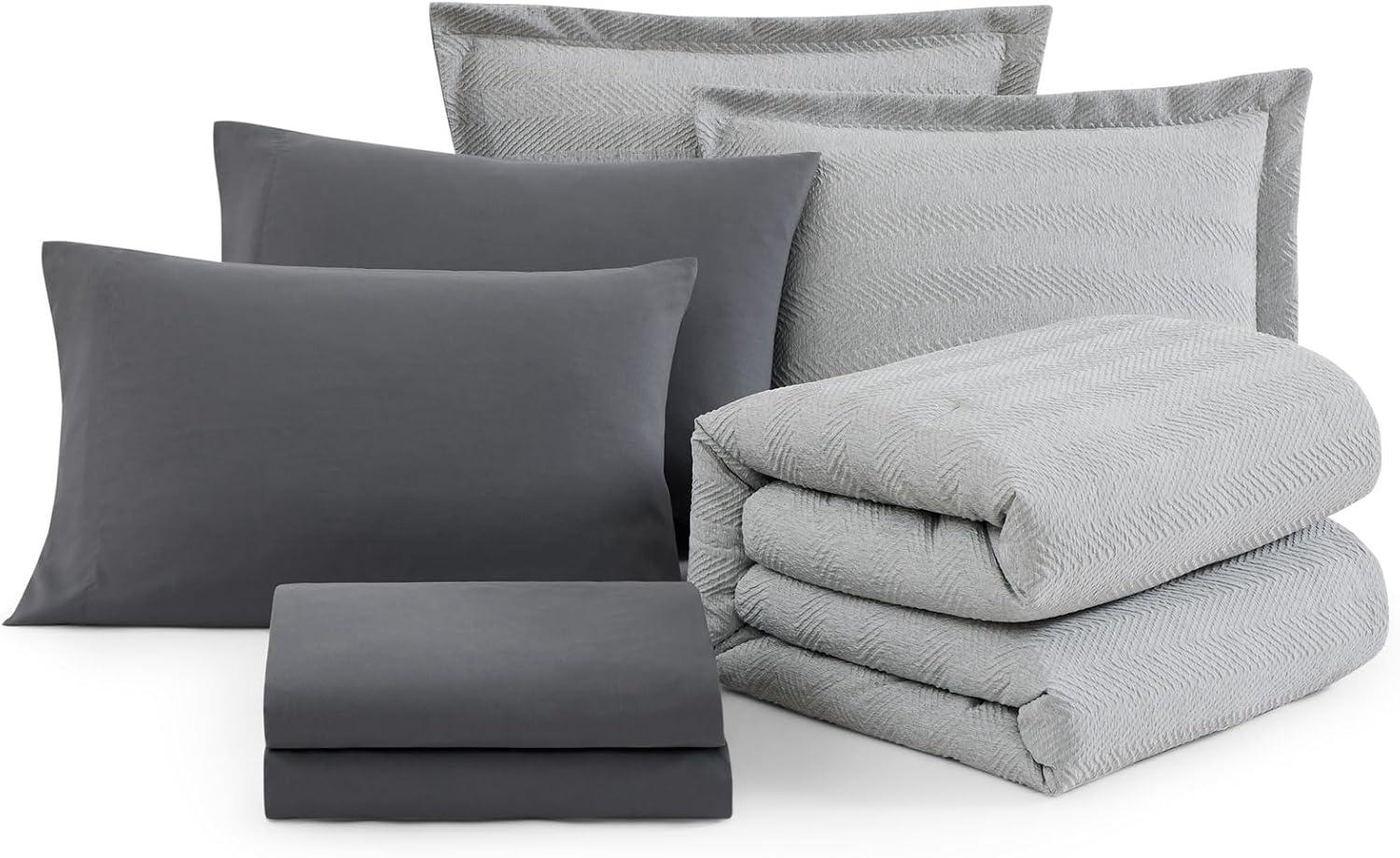 King Gray Microfiber Bed in a Bag Set