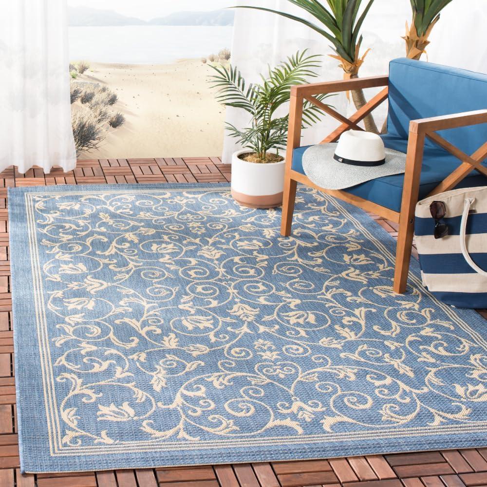 Courtyard CY2098 Power Loomed Indoor and Outdoor Area Rug - Navy/Beige - 5'3"x7'7" - Safavieh