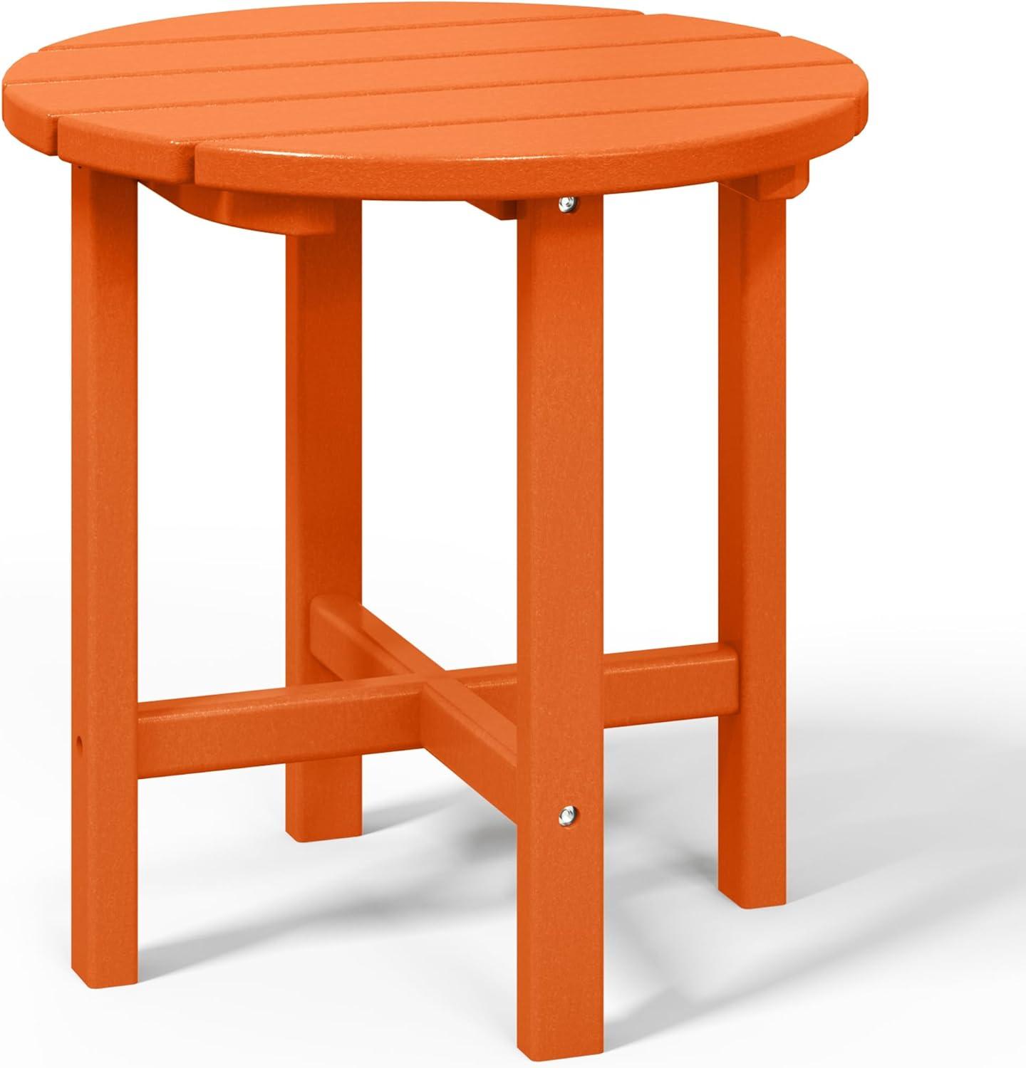 WestinTrends All-Weather Outdoor Patio Round Poly Adirondack Side Table, Orange