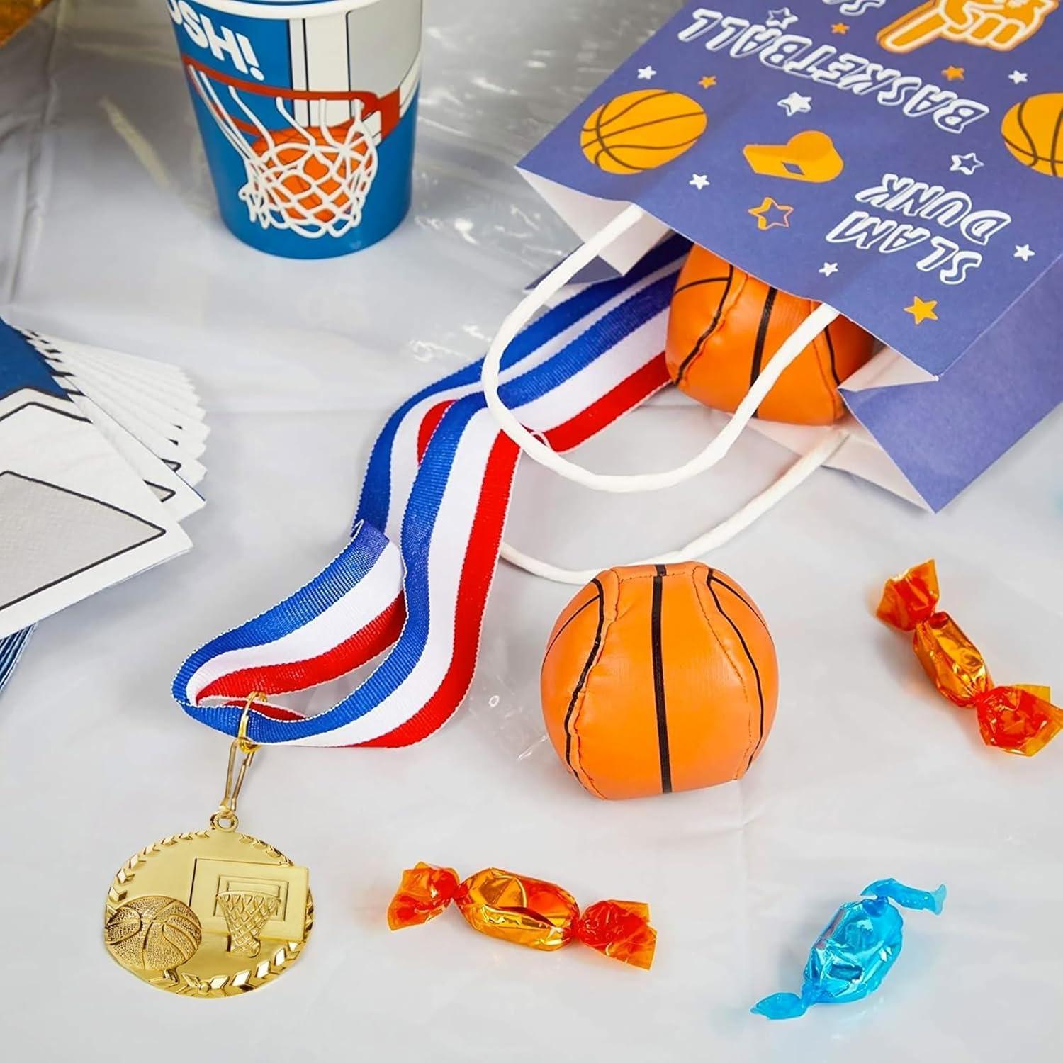 Juvale 12 Pack Basketball Medals for All Ages, Gold Metal Team Awards Trophy, Sports Party Favors, 2 in