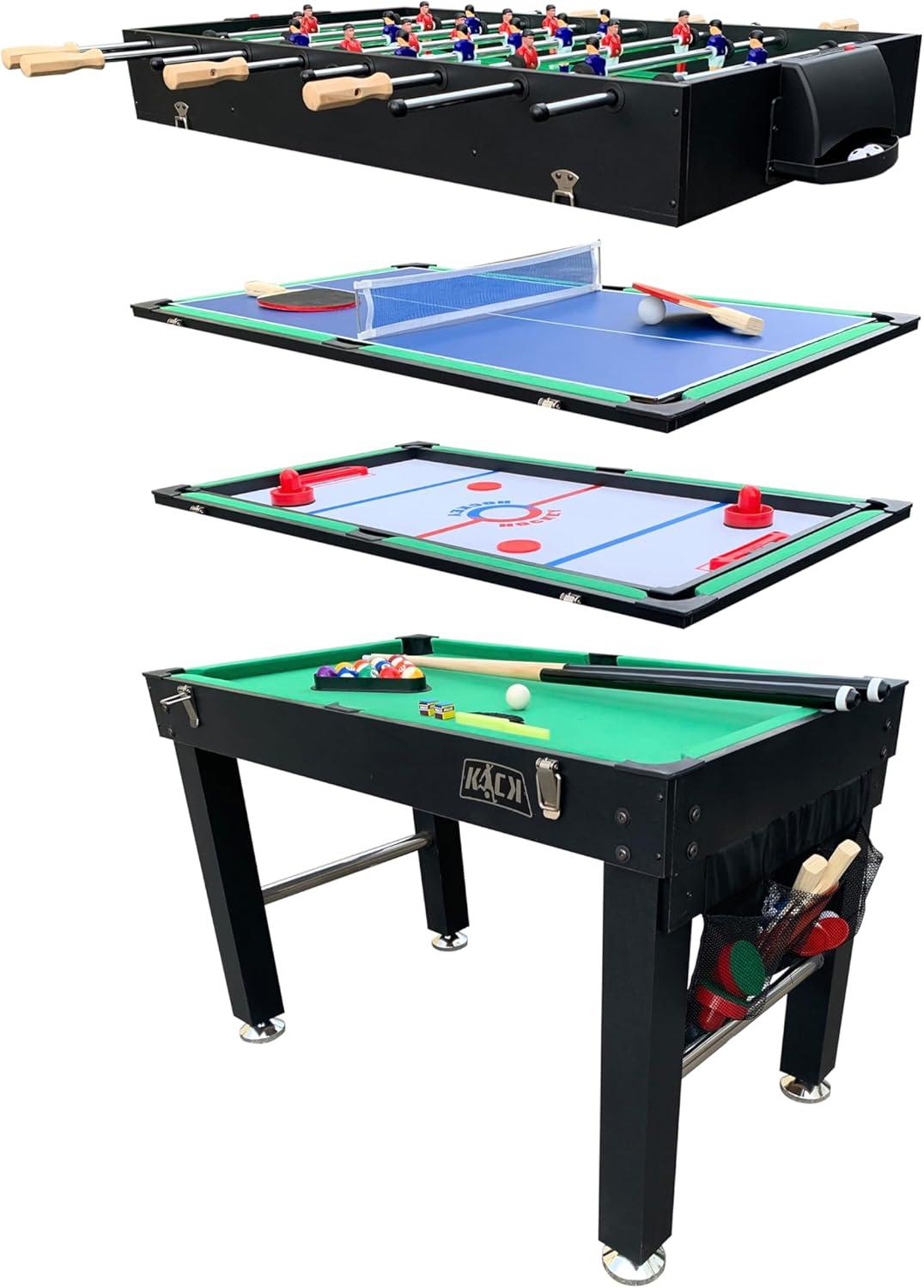 KICK Foosball Tables KICK Quad 48″ 4-in-1 Multi Game Table Combo Arcade Set for Home, Game Room, Friends & Family