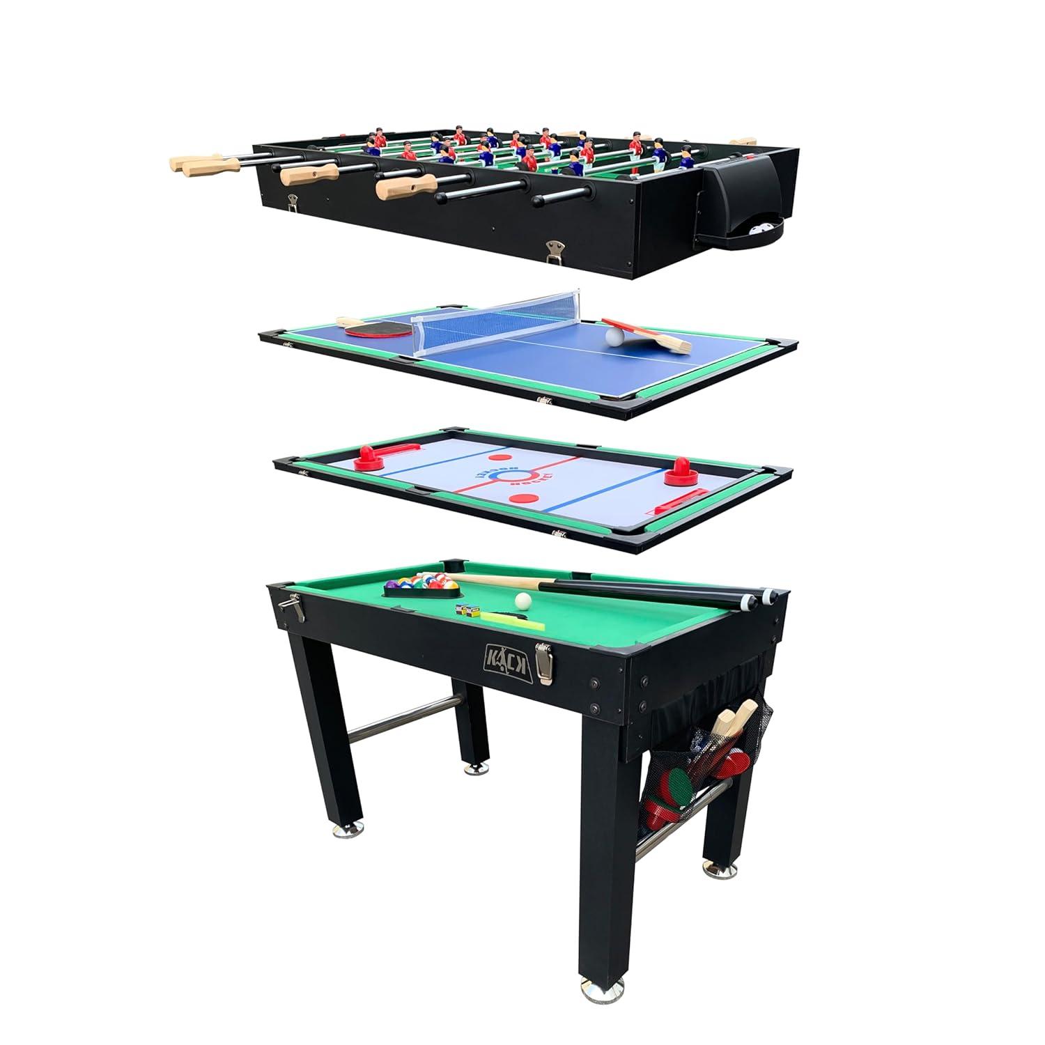 KICK Foosball Tables KICK Quad 48″ 4-in-1 Multi Game Table Combo Arcade Set for Home, Game Room, Friends & Family