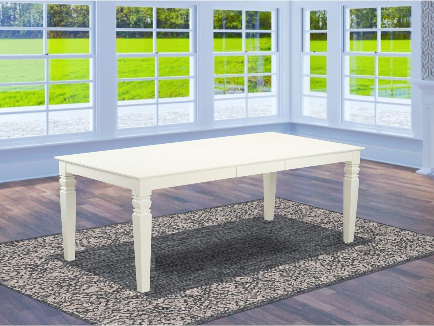 Linen White Extendable Hardwood Dining Table