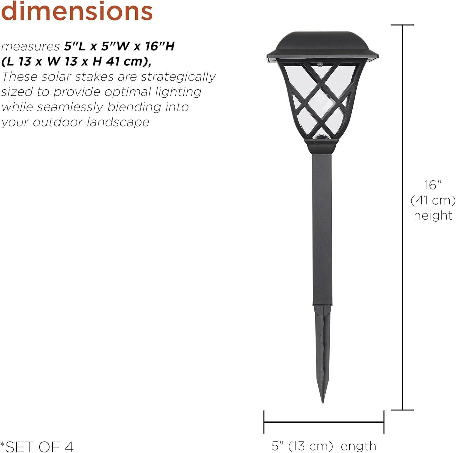 16"H Stainless Steel Solar LED Stakes (Set of 4)