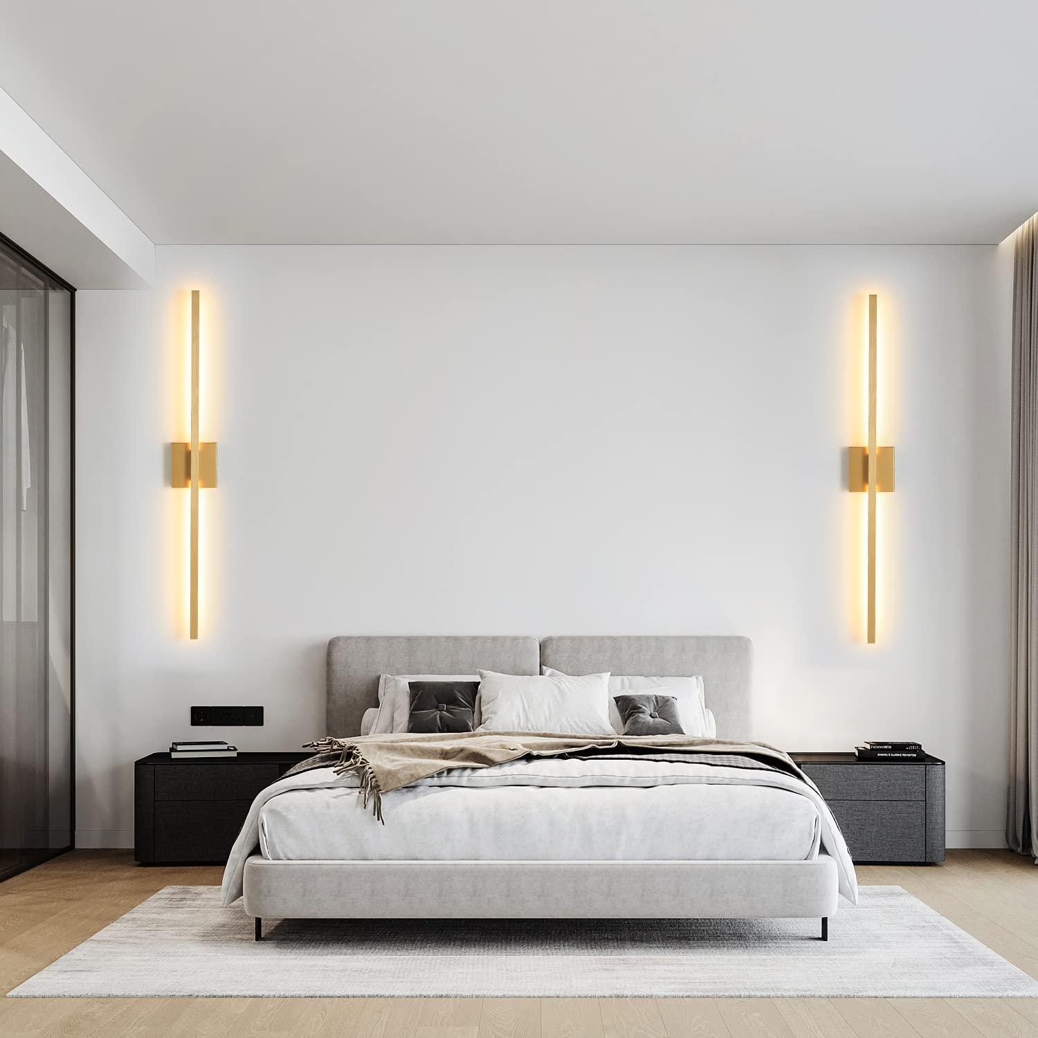 1-Light 35.6 in. Minimalist Linear Gold LED Wall Sconce with 3000K Warm Light
