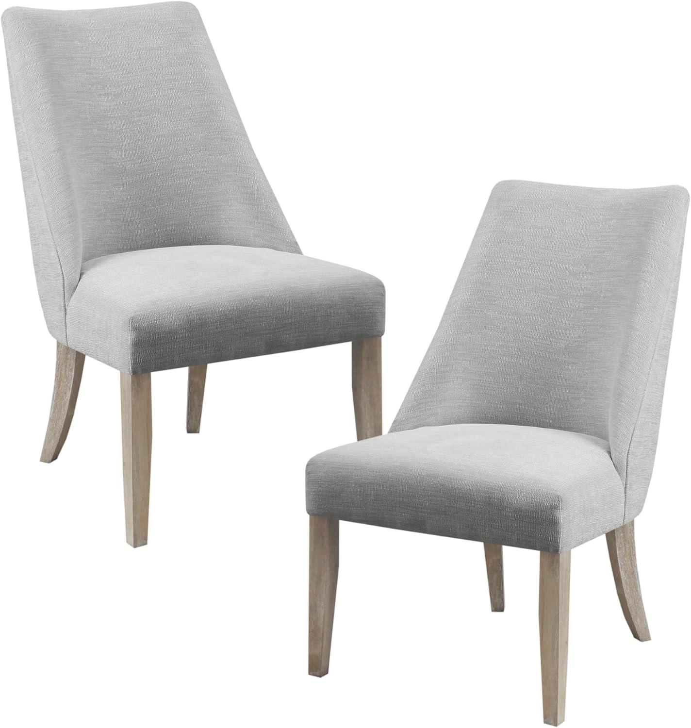 Martha Stewart Winfield Upholstered Dining Chairs – Curved Back, Distressed Wood Legs, Farmhouse Style