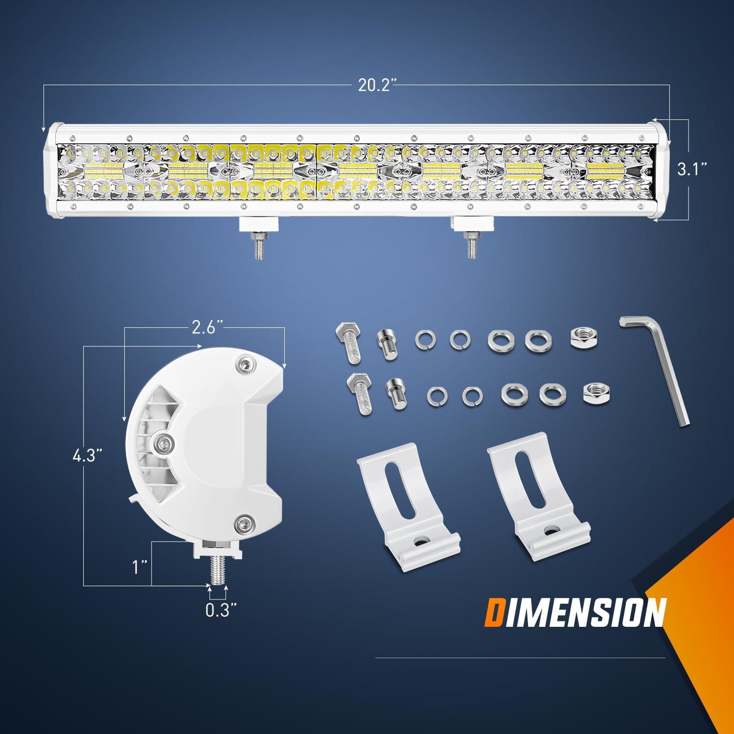 Nilight Marine LED Light Bar Navigation Lights 20Inch White Spot Flood Combo Ponton Boat Deck Dock Lights for Night Fishing T-top Stern Yacht Port Sailboat Trucks Tractors, 2 Years Warranty
