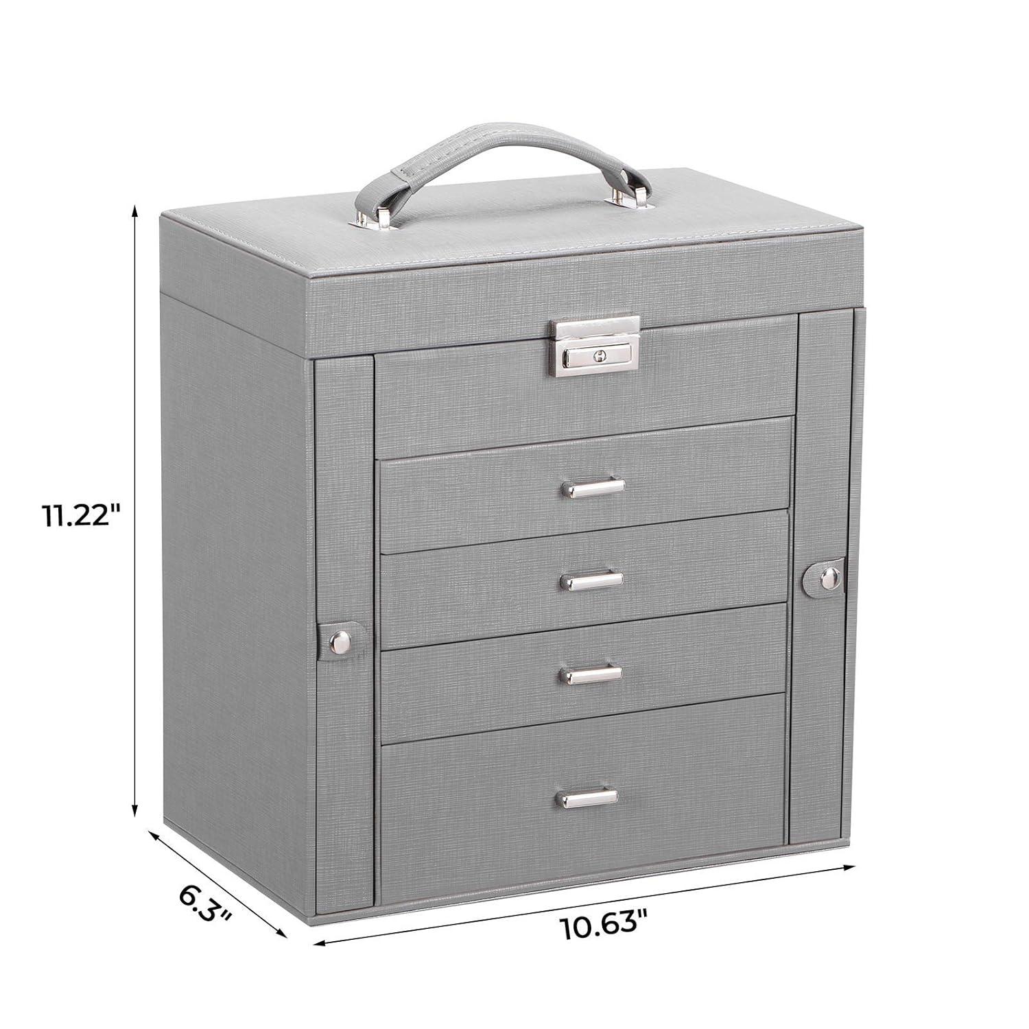 ANWBROAD Jewelry Box 5 Tier Jewelry Storage Organizer Jewelry Case with 4 Drawers with Mirror Lockable Jewelry Boxes for Women Gift for Loved Ones for Your Jewelry Sturdy UJJB003H