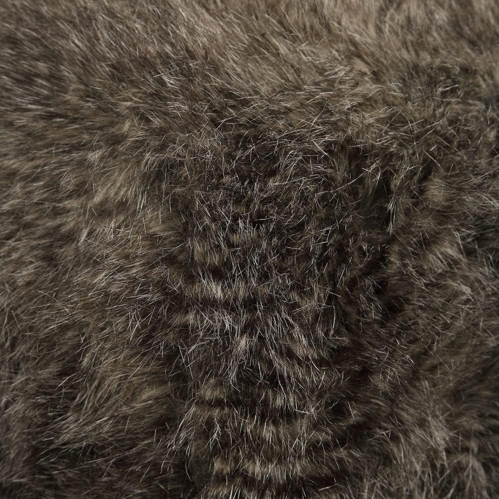 Charcoal Brown Faux Fur Plush Pouf Footstool