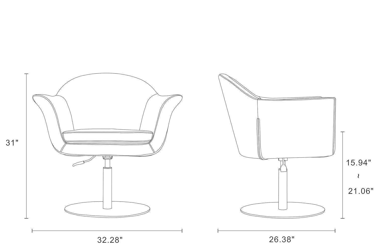Manhattan Comfort Voyager Fabric Height Adjustable Accent Chair in Smokey Blue