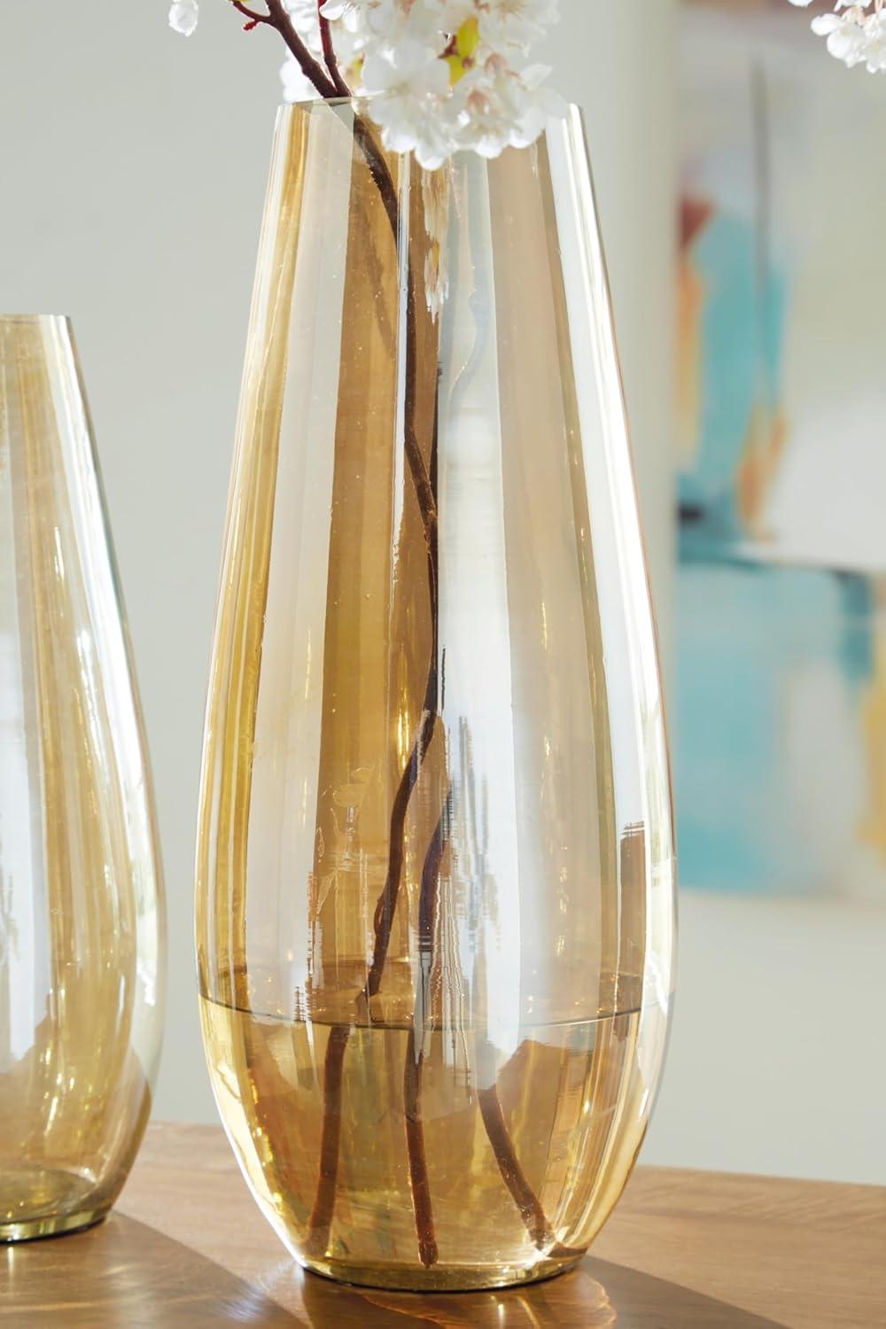 Amber Glass 18" Contemporary Table Vase