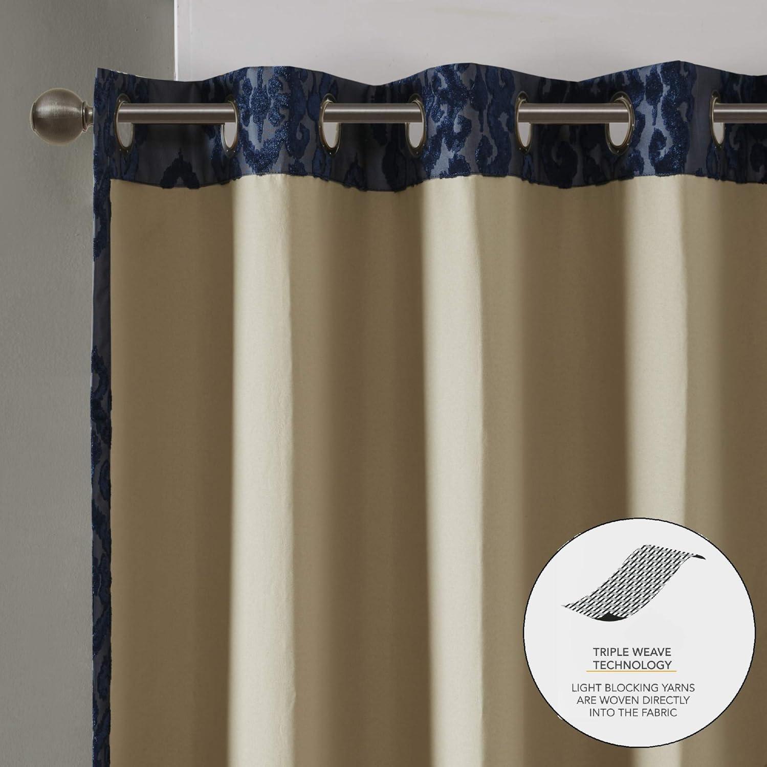 Navy Polyester Blackout Grommet Top Curtain Panel, 50 x 108 in