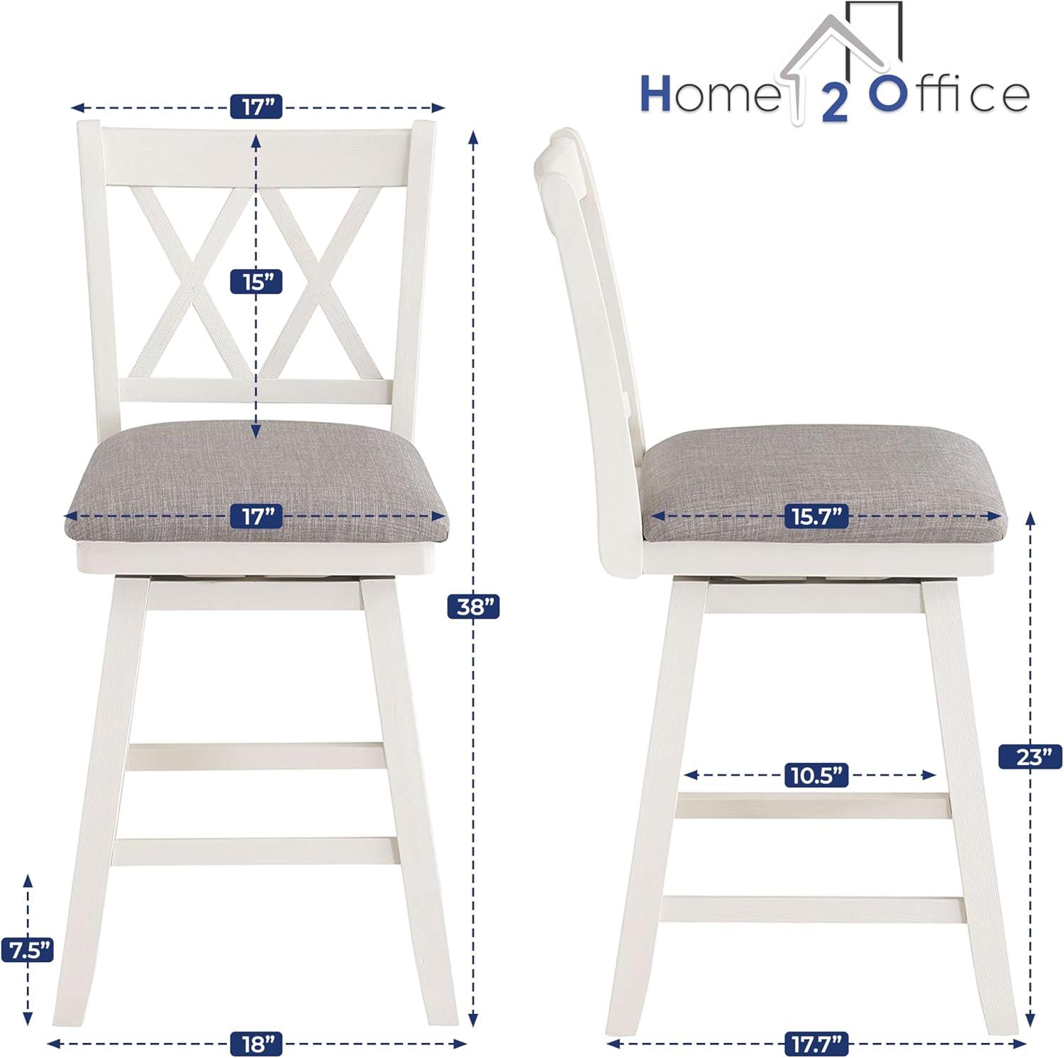 24" Brookline Xx Back Swivel Counter Height Barstool Antique Cream/White - Home 2 Office
