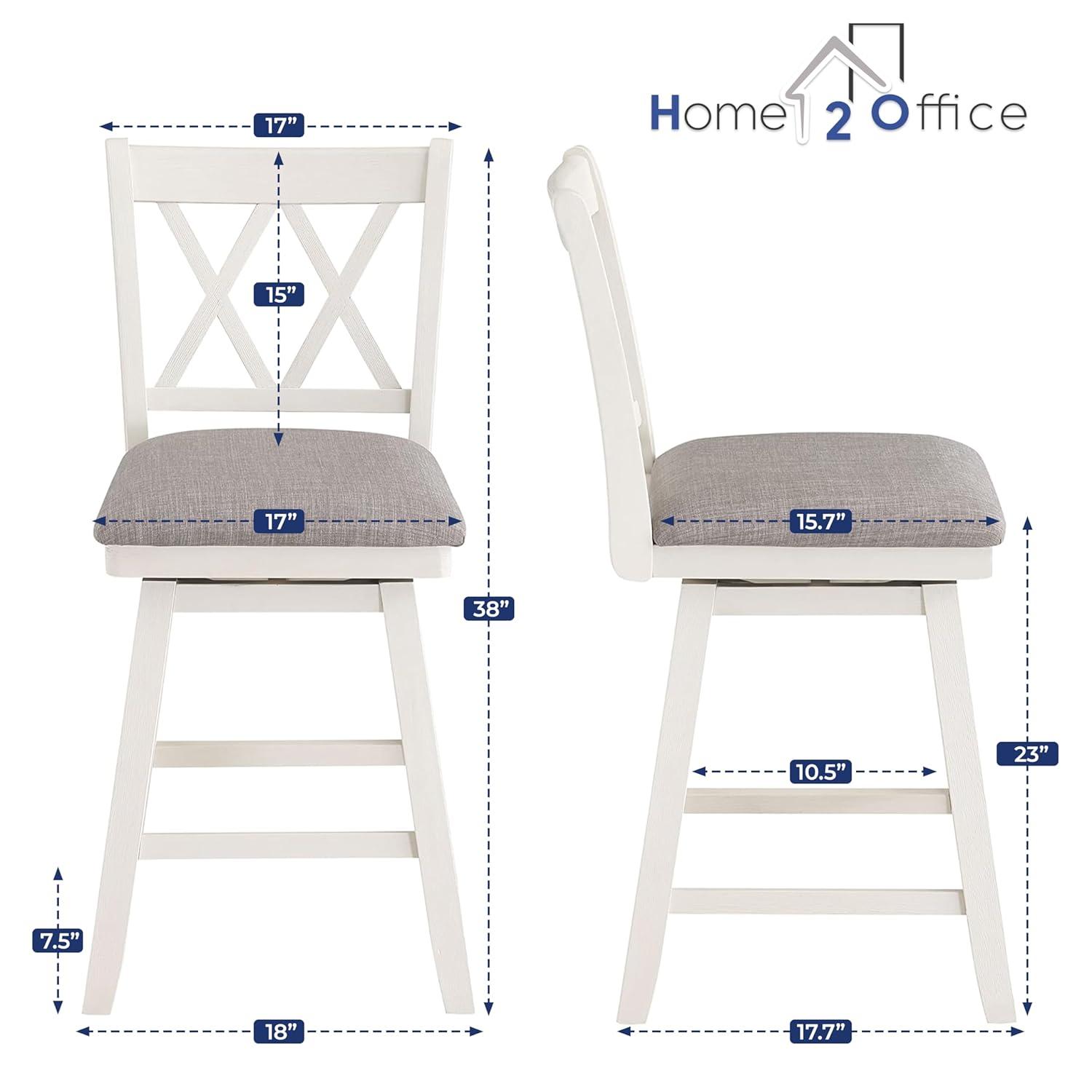 24" Brookline Xx Back Swivel Counter Height Barstool Antique Cream/White - Home 2 Office
