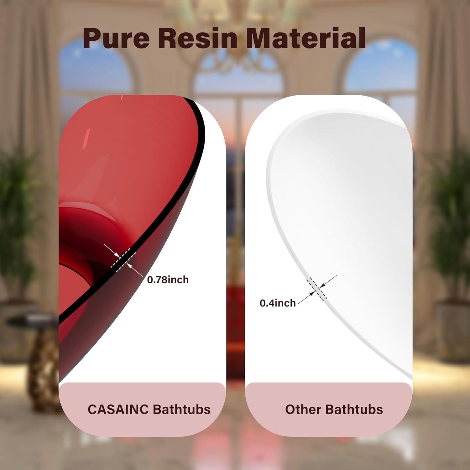 67'' x 30'' Runway Semi Transparent Resin Freestanding Soaking Bathtub